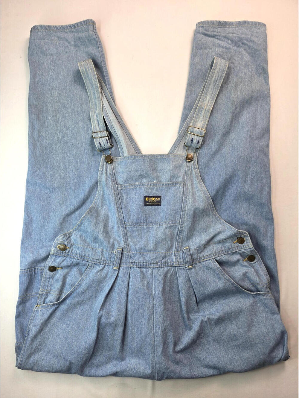 OshKosh B'gosh Vintage 1970s Blue Denim Pleated Overalls Womens Size 18